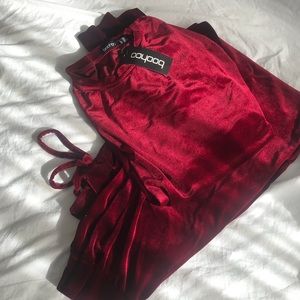 Burgundy Velour Tracksuit (Two-Piece)
